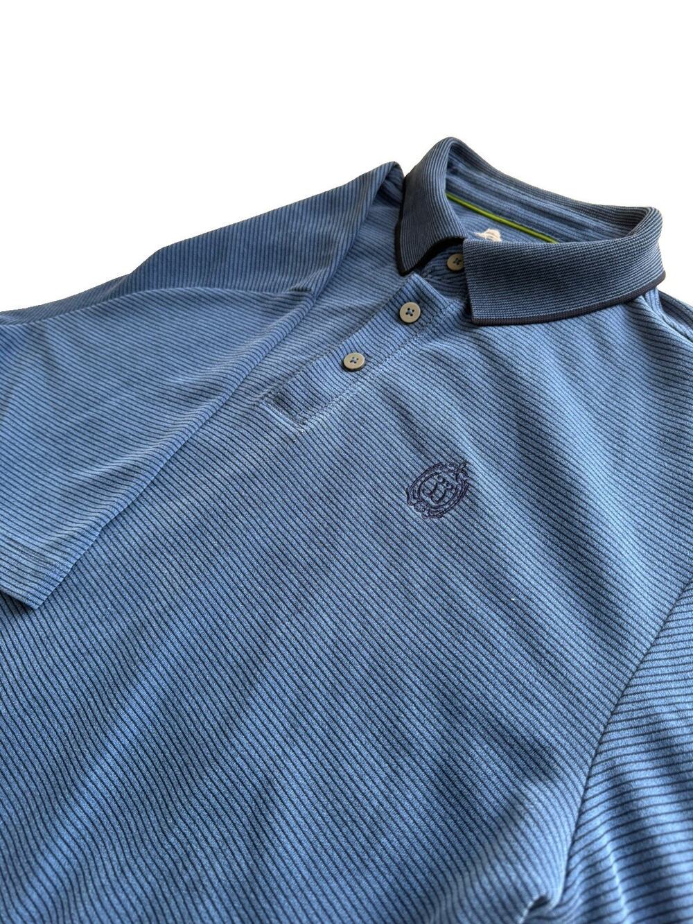 Disney Club 33 Tommy Bahama Polo Shirt Mens L Blue Stripe Embroidered Crest